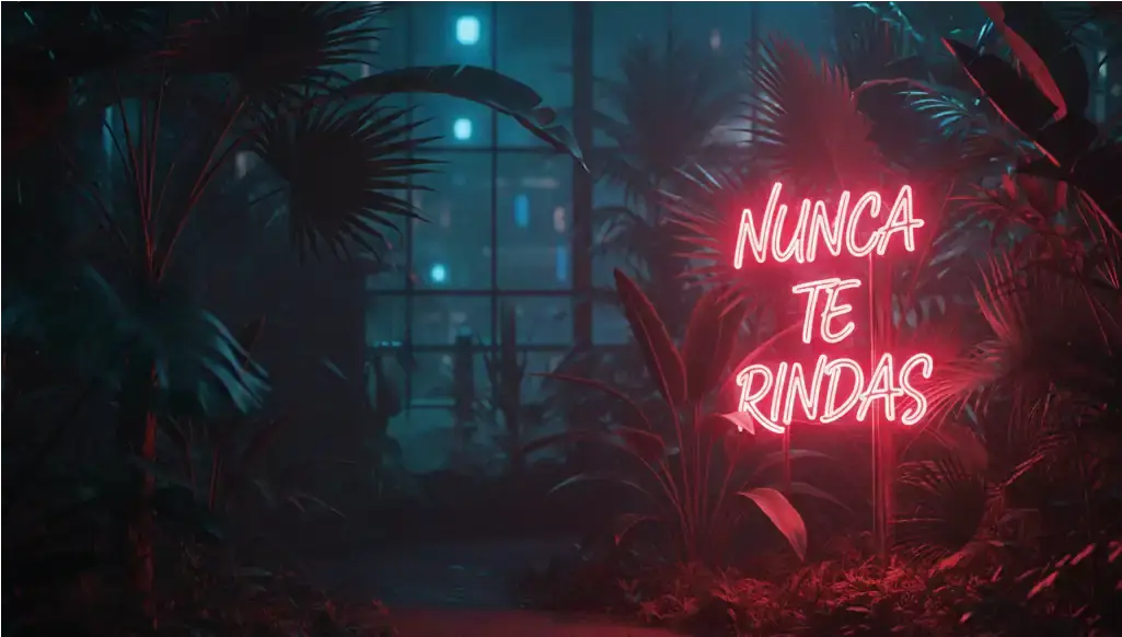 letrero neon nunca te rindas